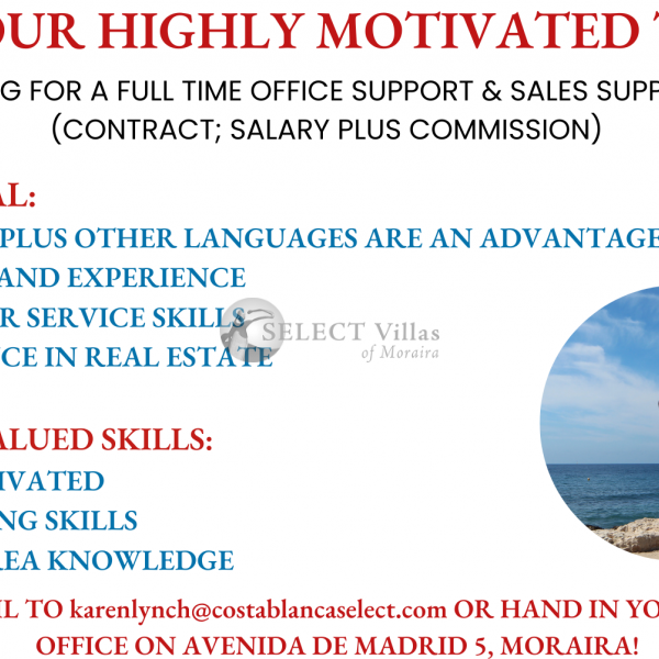 Exciting Opportunity at Select Villas of Moraira: Join Our Team Today!